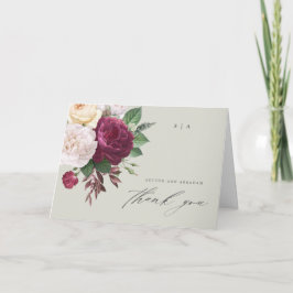 Cartão de agradecimento de casamento floral Vintag