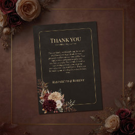 Cartão de Agradecimento de Casamento Floral Vintag