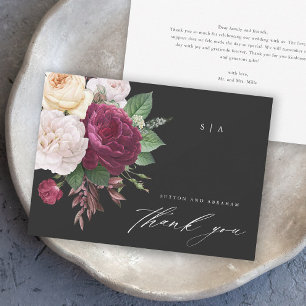 Cartão de agradecimento de casamento floral Vintag