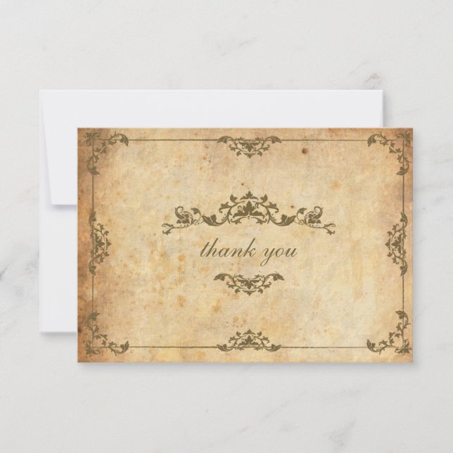 Cartão de Agradecimento de Casamento Floral Vintag (Frente)