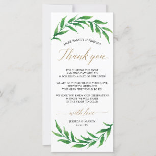 Cartão de Agradecimento de Casamento - Folhagem