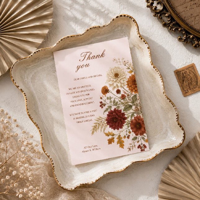Cartão de Agradecimento de Casamento Folhas de Out (Criador carregado)