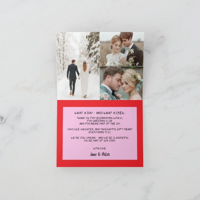 Cartão de Agradecimento de Casamento Foto Alegre e (Interior)