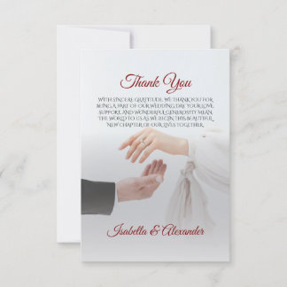 Cartão de Agradecimento de Casamento Foto Branco E