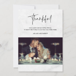 Cartão de Agradecimento de Casamento Foto Cinza Má