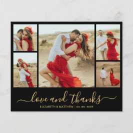 Cartão de Agradecimento de Casamento Foto Preta Do