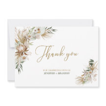Cartão de agradecimento de casamento Gold Boho/Boê