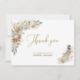Cartão de agradecimento de casamento Gold Boho/Boê