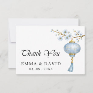 Cartão de Agradecimento de Casamento Lanterna Azul