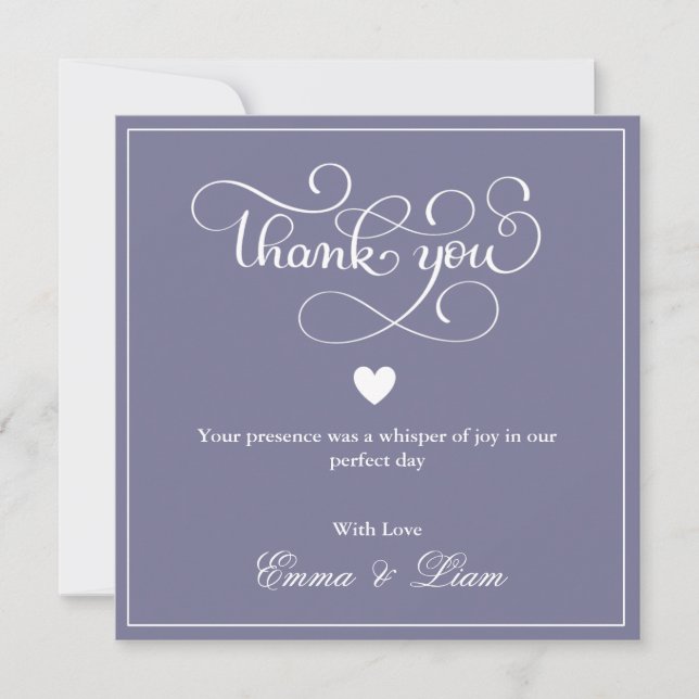 Cartão de Agradecimento de Casamento Lavanda Empoe (Frente)