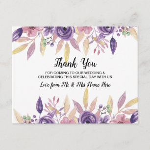 Cartão de Agradecimento de Casamento Lavanda Flora