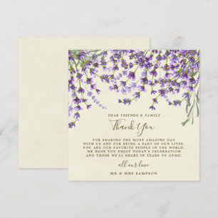 cartão de agradecimento de casamento lavanda para 