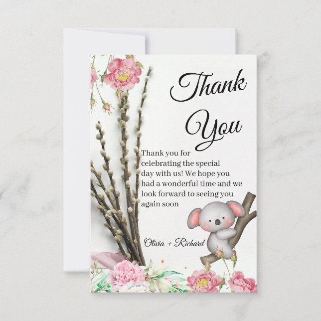 Cartão de Agradecimento de Casamento Little Koala  (Frente)