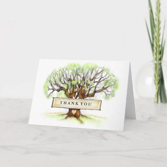 Cartão de Agradecimento de Casamento Love Tree (Frente)