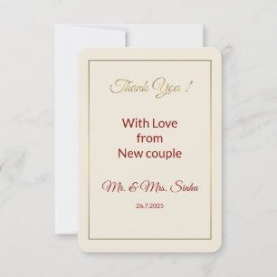 Cartão de Agradecimento de Casamento Minimalista.