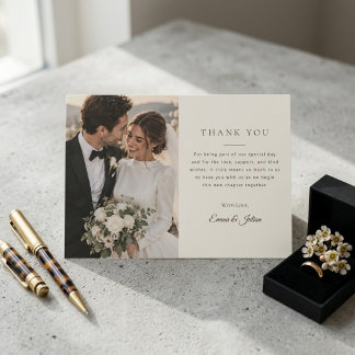 Cartão de Agradecimento de Casamento Minimalista c