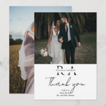 Cartão de Agradecimento de Casamento Minimalista c
