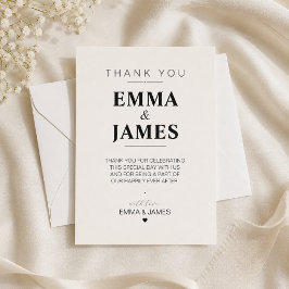 Cartão de Agradecimento de Casamento Minimalista E