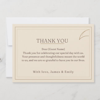 Cartão de Agradecimento de Casamento Minimalista M
