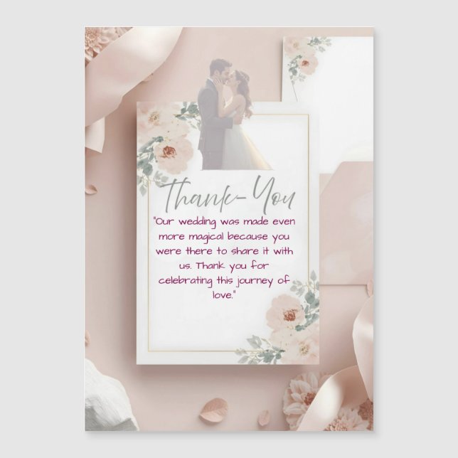 Cartão de Agradecimento de Casamento Moderno Blush (Frente)