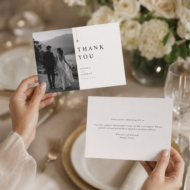 Cartão de Agradecimento de Casamento Moderno com F (Criador carregado)