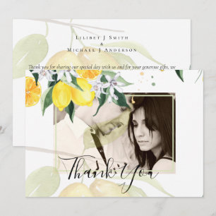 Cartão de Agradecimento de Casamento Moderno com T