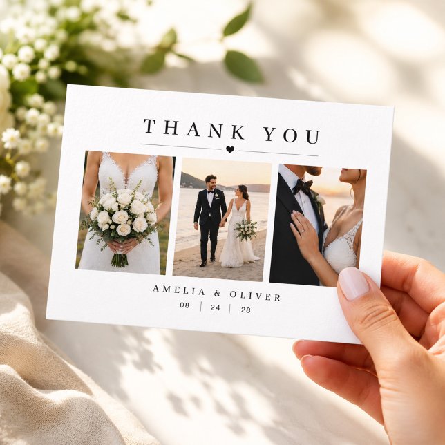 Cartão de Agradecimento de Casamento Moderno com T (Criador carregado)