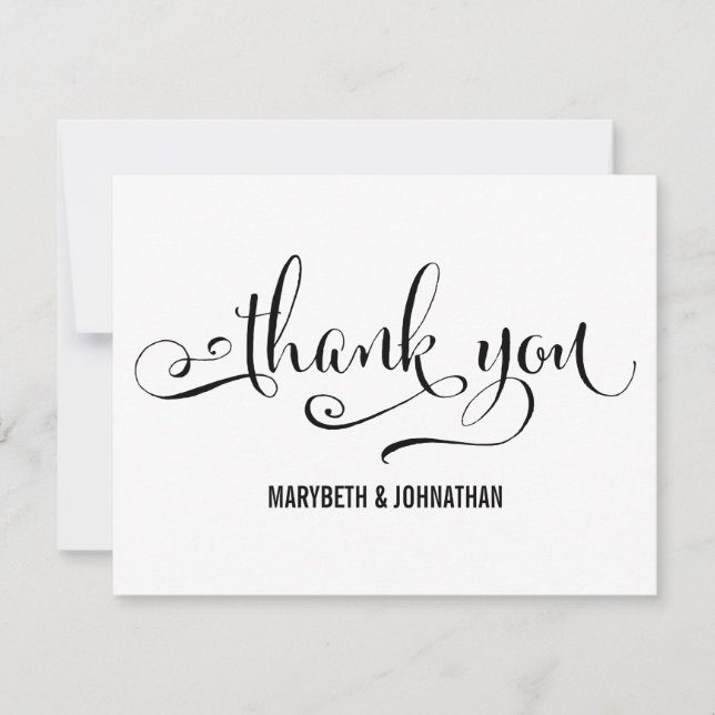 Cartão de Agradecimento de Casamento Moderno Nós F (Frente)