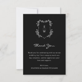 Cartão de Agradecimento de Casamento Monograma Pre