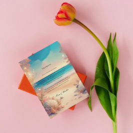 cartão de agradecimento de casamento na praia