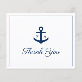 Cartão de Agradecimento de Casamento Naval Azul Ec