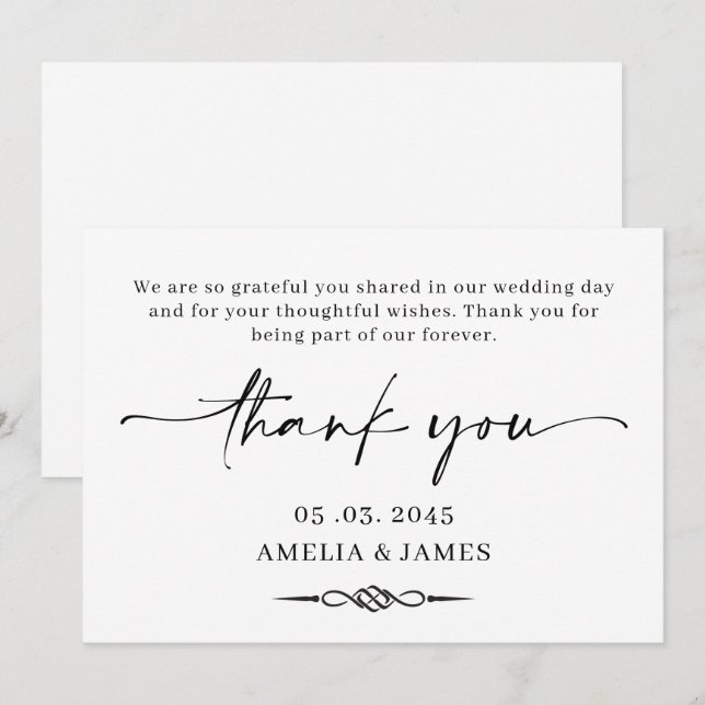 Cartão de Agradecimento de Casamento Nó Celta (Frente/Verso)
