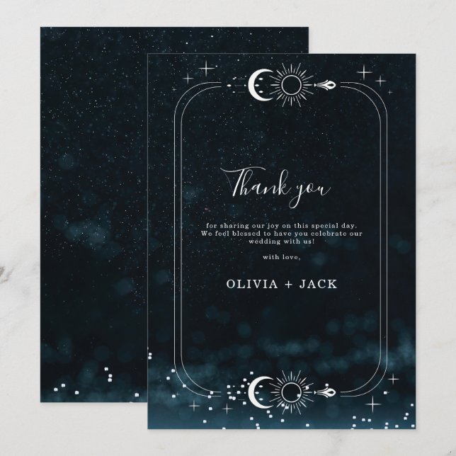 Cartão de agradecimento de casamento Noite Estrela (Frente/Verso)