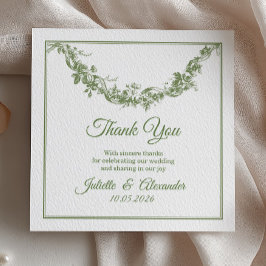 Cartão de Agradecimento de Casamento Olive Sage To
