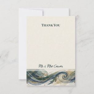Cartão de Agradecimento de Casamento Onda Azul Ver
