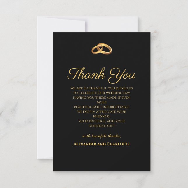 Cartão de Agradecimento de Casamento Ouro Preto (Frente)
