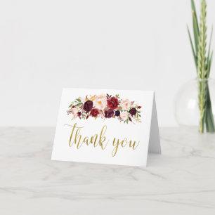 Cartão de Agradecimento de Casamento Outono Floral