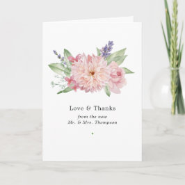 Cartão de Agradecimento de Casamento Pastel Rosa B