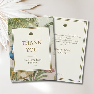 Cartão de Agradecimento de Casamento Peacock Palm
