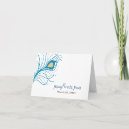 Cartão de Agradecimento de Casamento Pena de Pavão