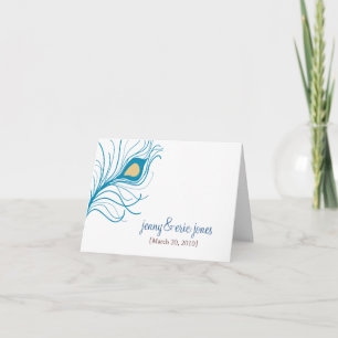 Cartão de Agradecimento de Casamento Pena de Pavão