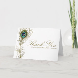 Cartão de Agradecimento de Casamento Pena de Pavão