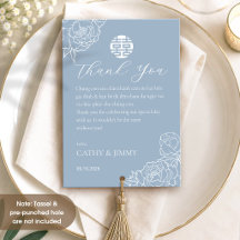 Cartão de Agradecimento de Casamento Peônia Azul P