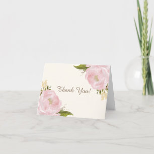 Cartão de Agradecimento de Casamento Peônias Rosa 