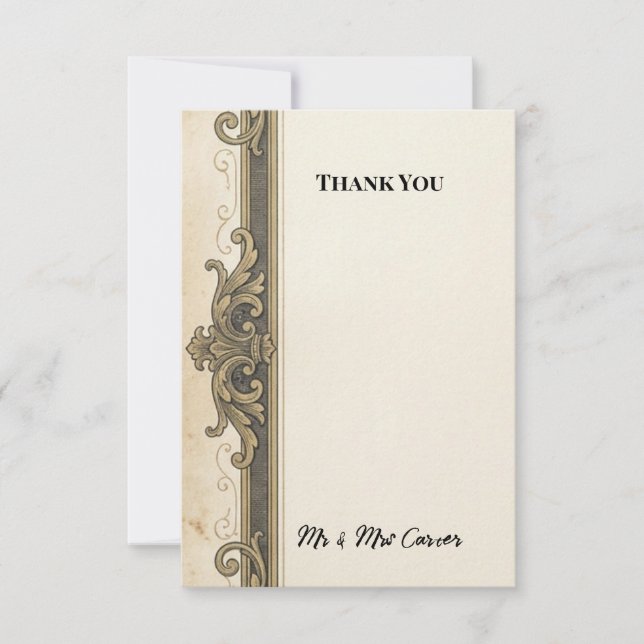 Cartão de Agradecimento de Casamento Pergaminho Vi (Frente)