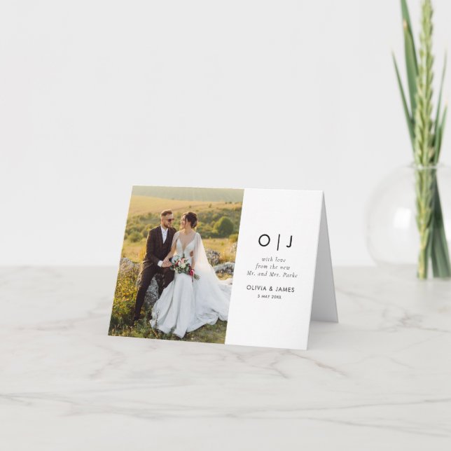 Cartão de agradecimento de casamento personalizado (Frente)