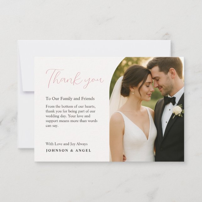 Cartão de Agradecimento de Casamento Personalizado (Frente)