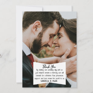 Cartão de agradecimento de casamento plano com fot