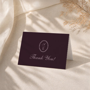 Cartão de Agradecimento de Casamento Plum Noir Mon