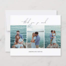 Cartão de Agradecimento de Casamento Preto e Branc